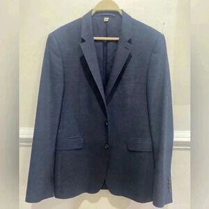 BURBERRY London Men’s 100% Virgin Wool Dark Denim Blue Blazer Size 50R USA